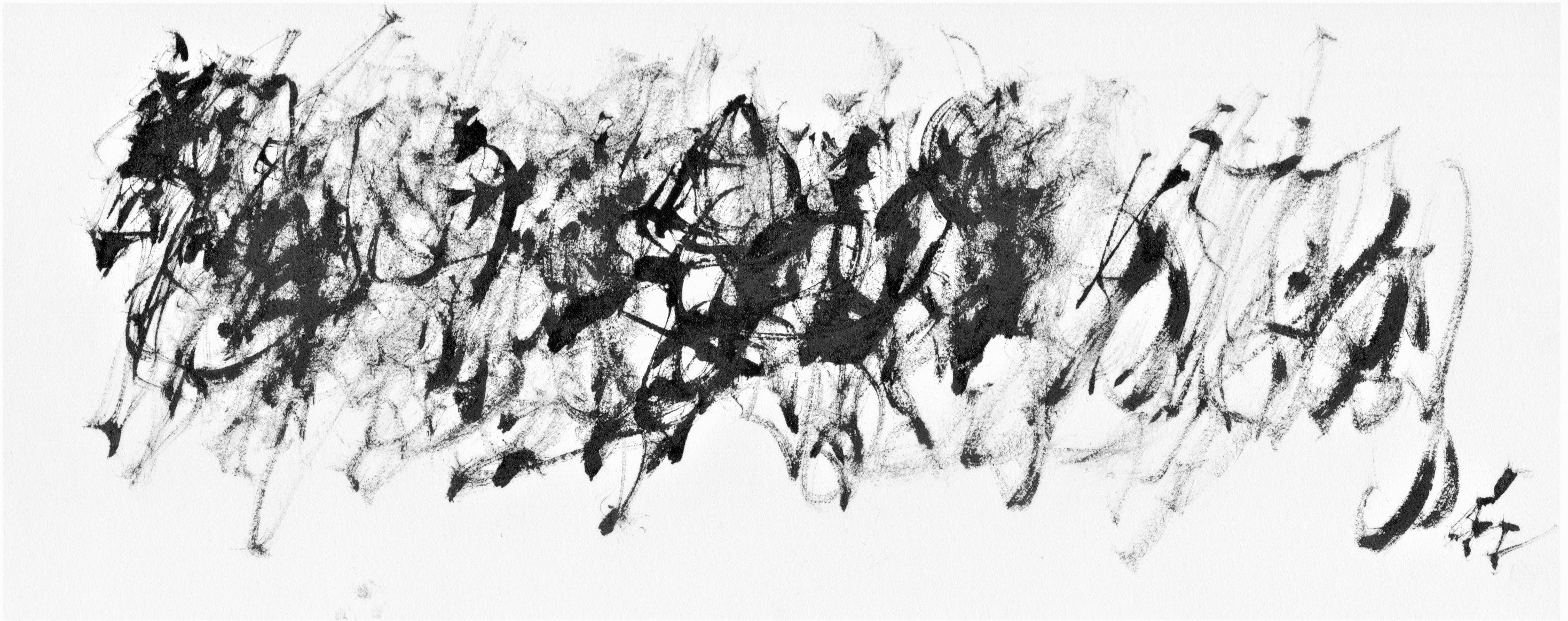 Exposition Délires et rythmes lents, Jacques Mandelbrojt, encre sur papier canson,  2018